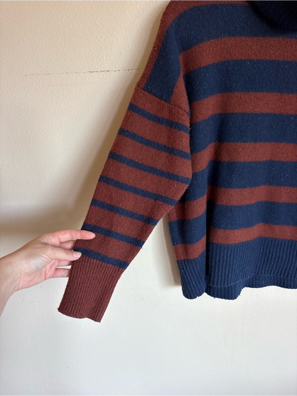 Madewell Striped Wool Blend Turtleneck Sweater Oversized - Picture 5 of 9